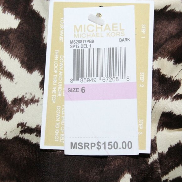 Michael Kors $150 6 Brown Ivory Belt Cut Out Zip Cotton Blend Dress - Picture 8 of 10